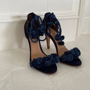Ulla Johnson US8/EU38 blue tassel ankle tie heeled sandals. Worn twice. No box.